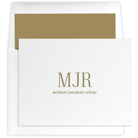 Tall Initials Folded Note Cards - Letterpress